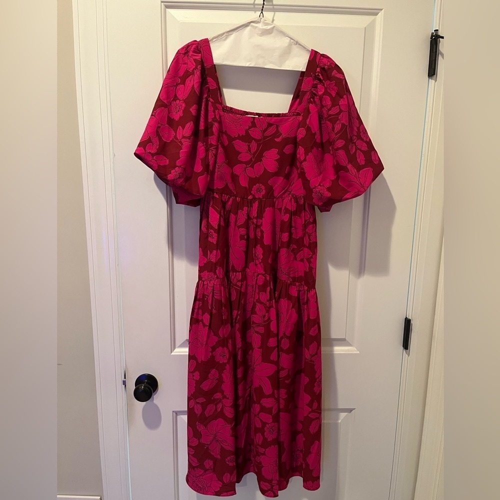 Entro Fuchsia Floral Long Sleeve Dress - Picture 2 of 4